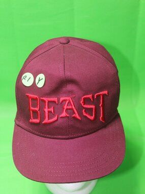 Youth Old Navy BEAST ball cap Baseball Snap Back hat Maroon Red Embroidery